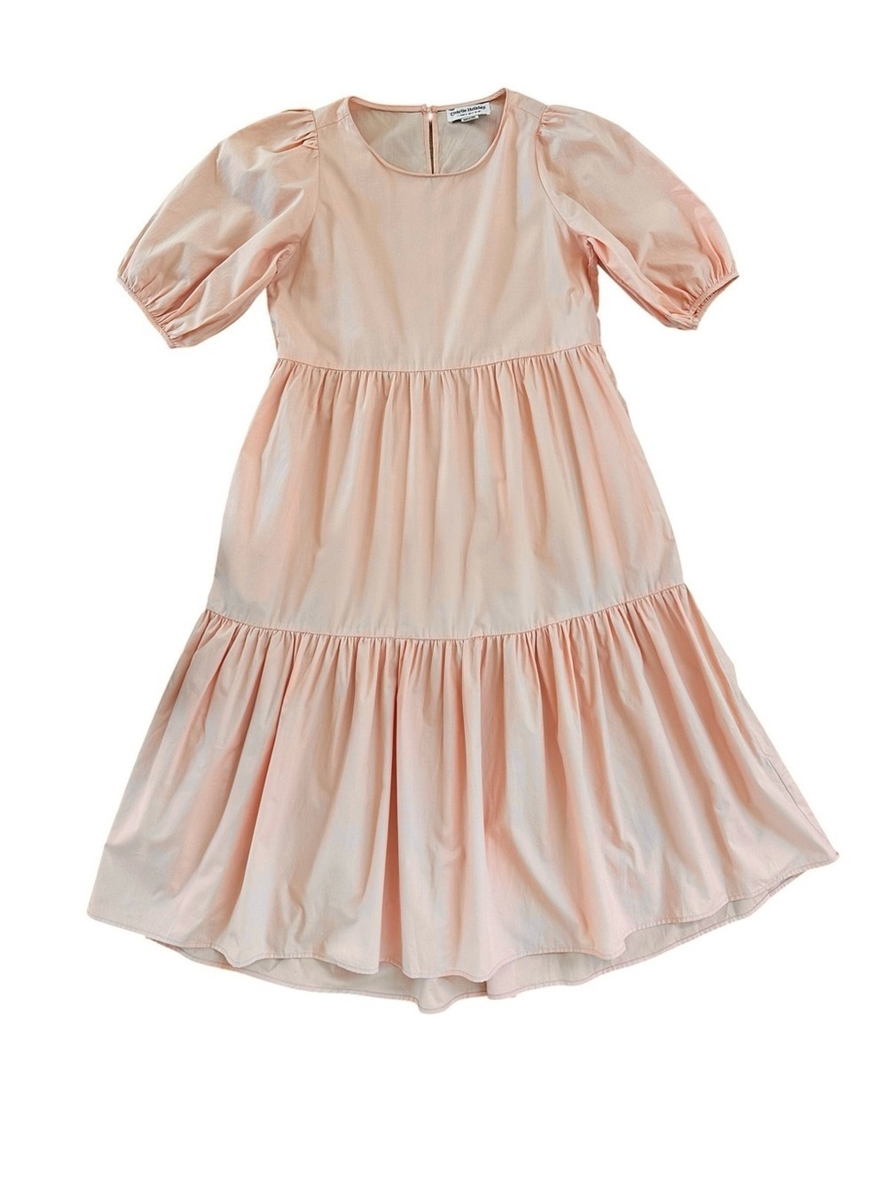 Charlie Holiday Peach Puff Sleeve Midi Dress